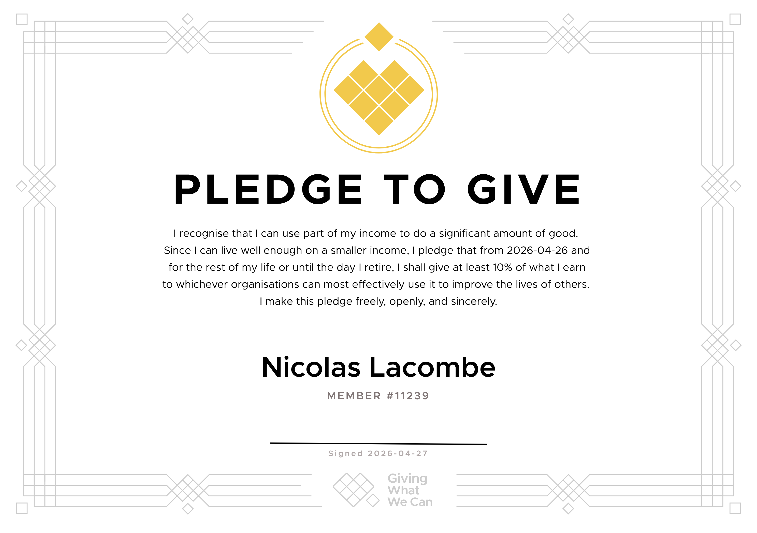 Giving What We Can Pledge image Giving What We Can Pledge image